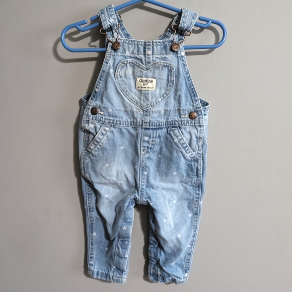 Baby OshKosh B'Gosh denim overalls heart pocket 9M - Picture 1 of 10